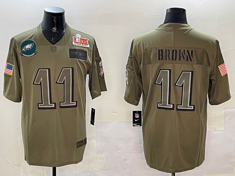 Men Philadelphia Eagles #11 Brown green 2025 Nike NFL jersey style 001